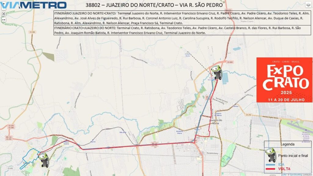 Ônibus gratuito para a Expocrato: confira horários e rotas